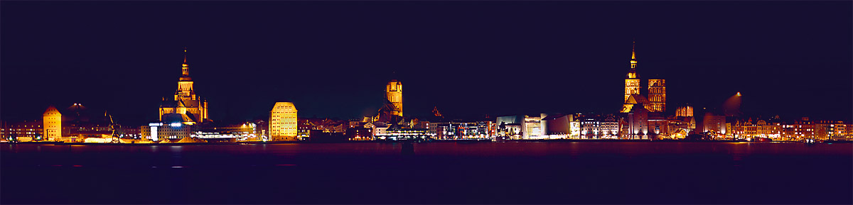 Panorama-Motiv: Stralsund Nachtsilhouette - Motivnummer: pk-hst-02